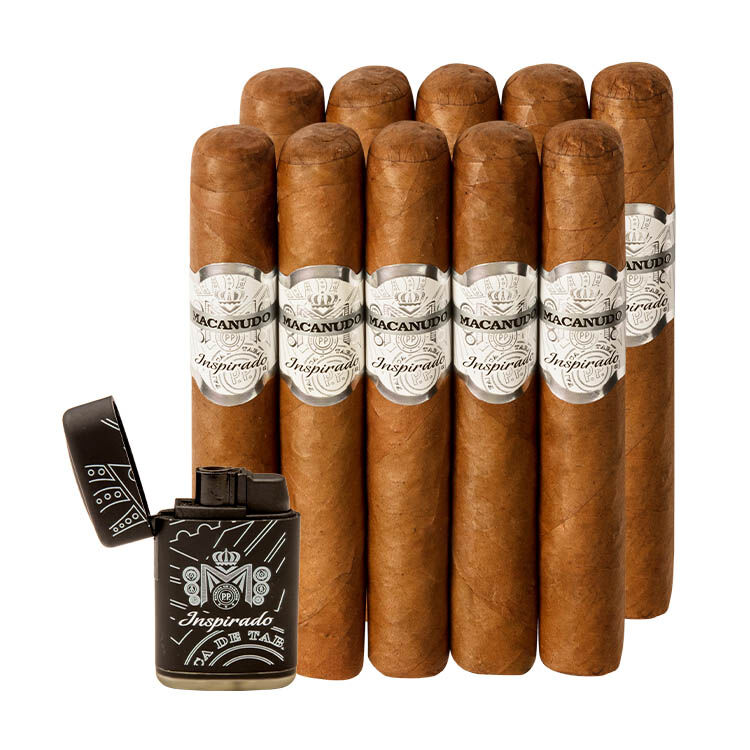 10 Macanudo Inspirado White Robustos & Lighter, , jrcigars